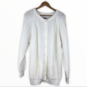 90’s Vintage Ivory Open Weave Knit Cardigan